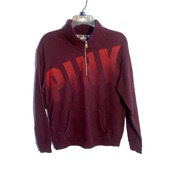 Womens Small Half Zip Sweatshirt Victoria Secret Pink - Picture 1 of 5